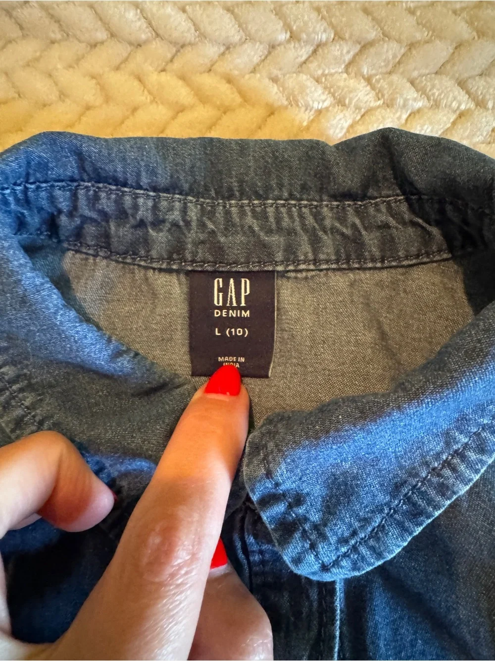 GAP Denim Chambray Button-Front Dress in Dark Blue Size 10